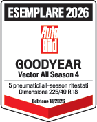 Premio Auto Bild “Esemplare 2026” per lo pneumatico Goodyear Vector All Season 4, misura 225/40 R18