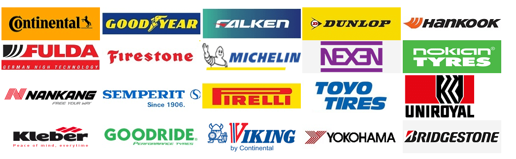 Bandenmerken zoals Michelin, Goodyear, Continental, Pirelli, Dunlop, Hankook, Falken, Bridgestone en andere topmerken beschikbaar bij autobandenmarkt.be