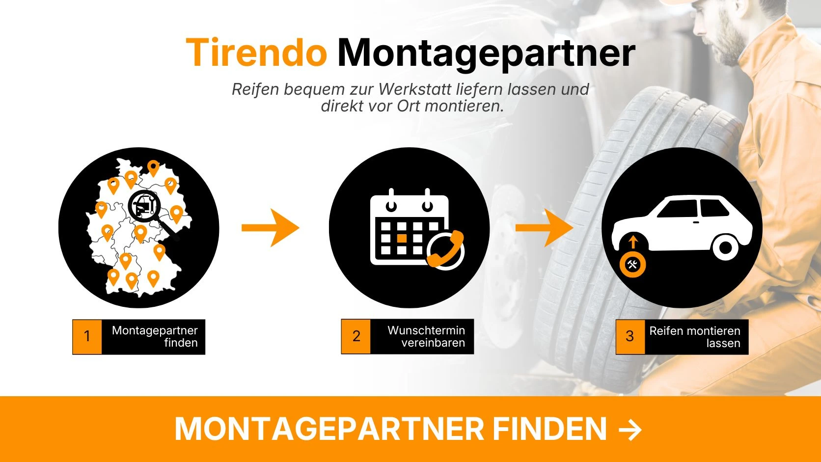 Autoreifen online kaufen und beim Tirendo Montagepartner in der Werkstatt montieren lassen