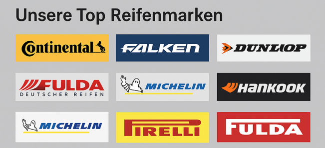 Top-Reifenmarken wie Continental, Michelin, Goodyear und Pirelli bei Tirendo.de